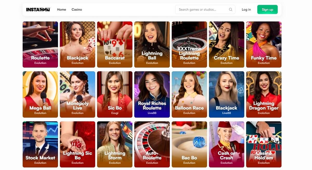 Instaspin live casino games