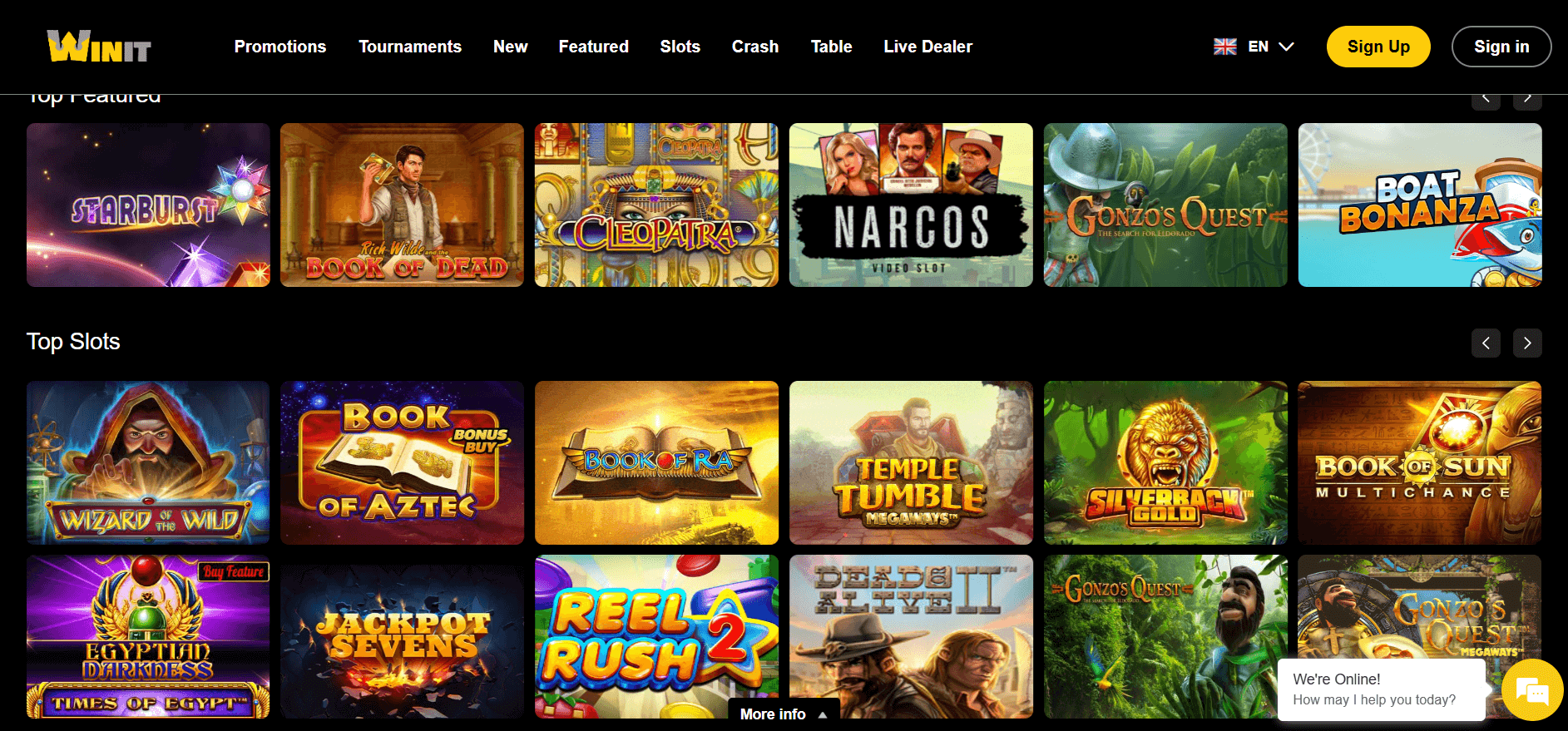 winit casino slots and live dealer games